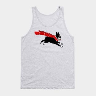 Holiday Boston Terrier Wearing Winter Scarf Tank Top